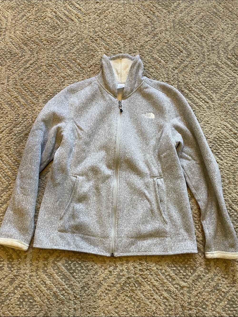 The North Face Women's Light Gray Full-Zip Teddy Fleece Jacket